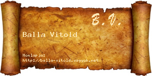 Balla Vitold névjegykártya
